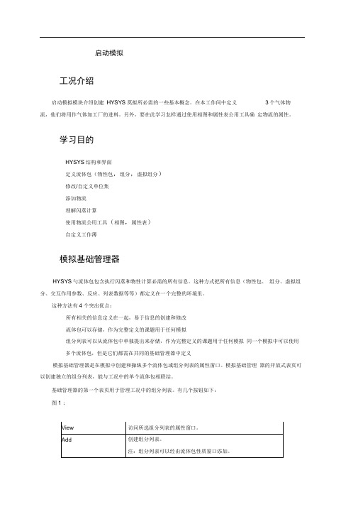 HYSYS入门中文详实培训