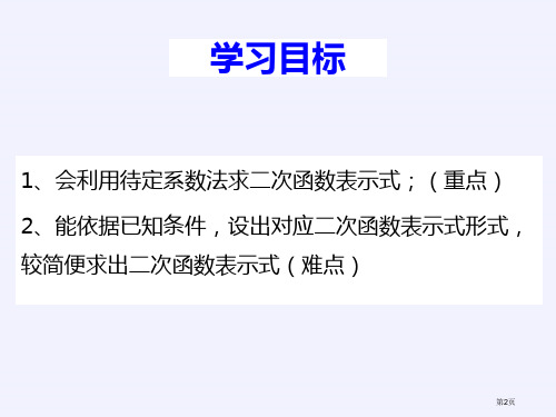 确定二次函数的表达式课件说课稿市公开课一等奖省优质课获奖课件