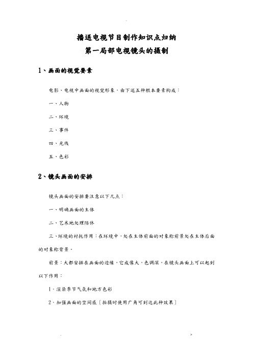 广播电视节目制作知识点归纳