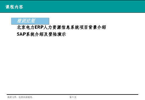 北京电力ERP人力资源项目最终用户培训SAP-人力资源信息系统概览-概览PPT课件