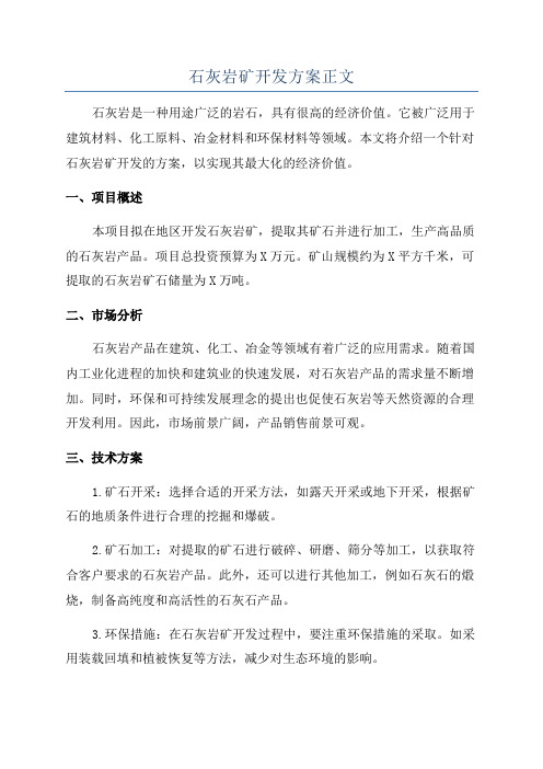 石灰岩矿开发方案正文