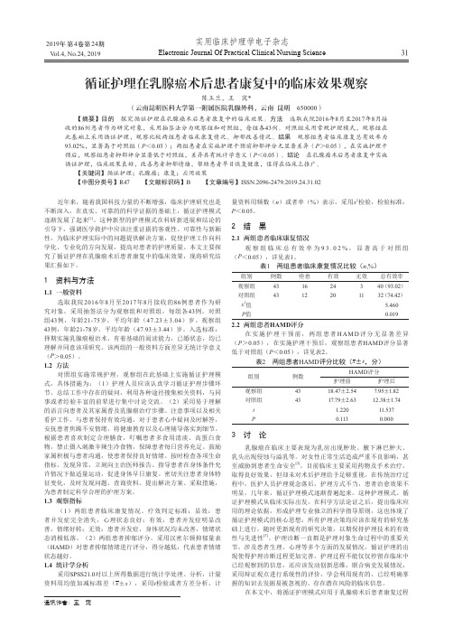 循证护理在乳腺癌术后患者康复中的临床效果观察