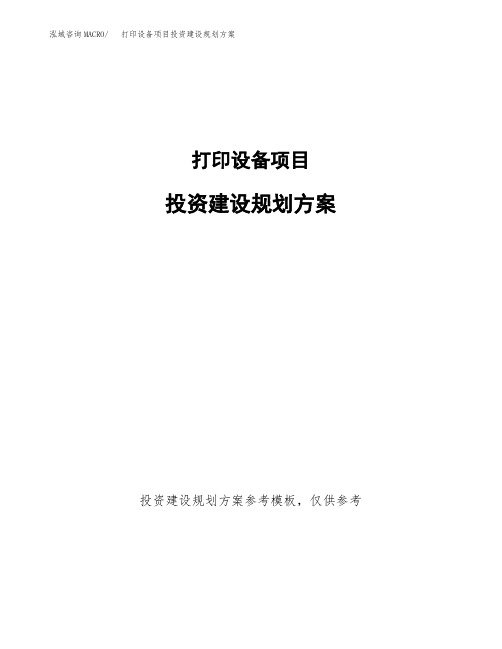 打印设备项目投资建设规划方案(word可编辑模板)