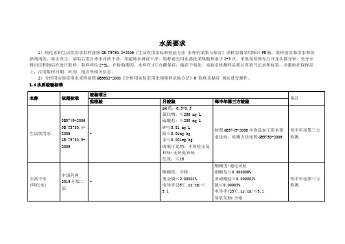 公司用水水质要求