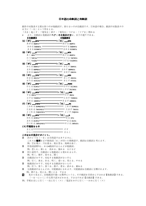 日本语の自动词と他动词