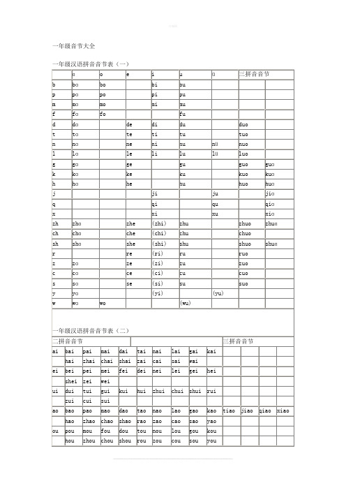 一年级音节大全