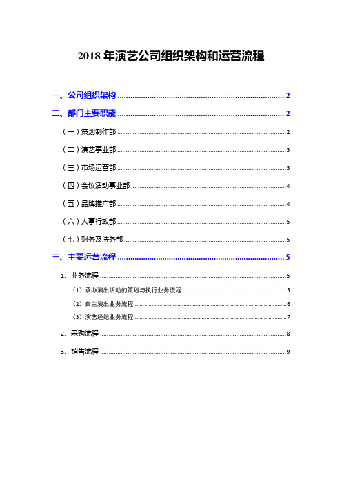 2018年演艺公司组织架构和运营流程