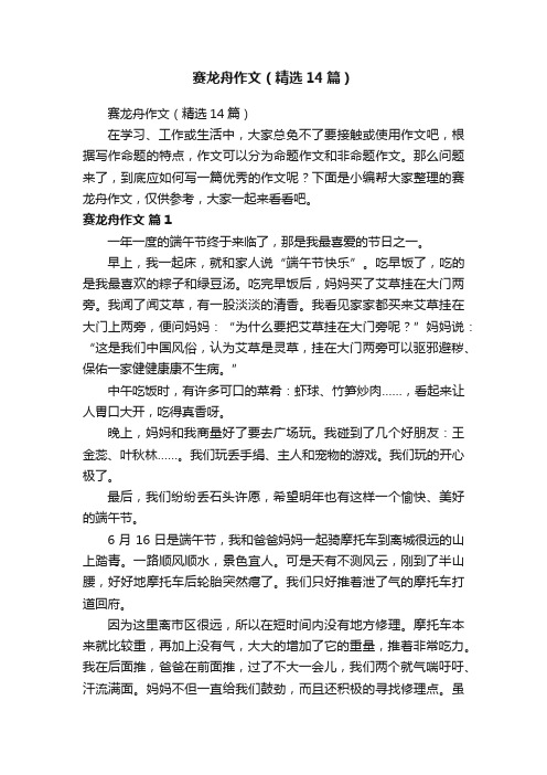 赛龙舟作文（精选14篇）