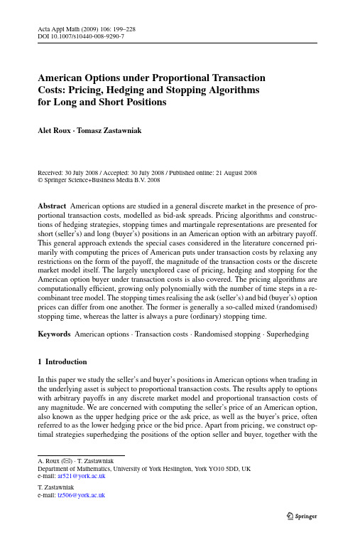 American option under proportional transaction costs_pricing hedging and stopping algorithms for...