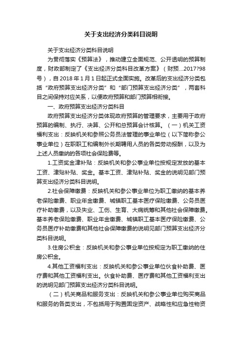 关于支出经济分类科目说明