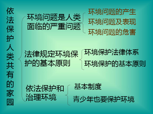 冀教版初一政治上学期依法保护人类共有的家园