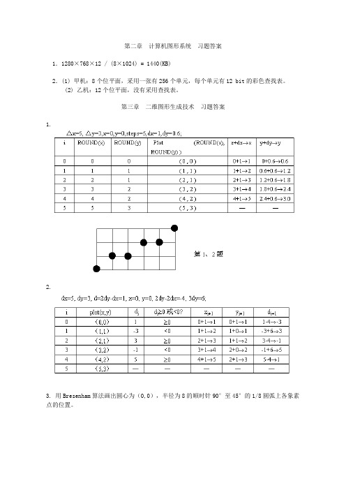 《计算机图形学》练习册答案