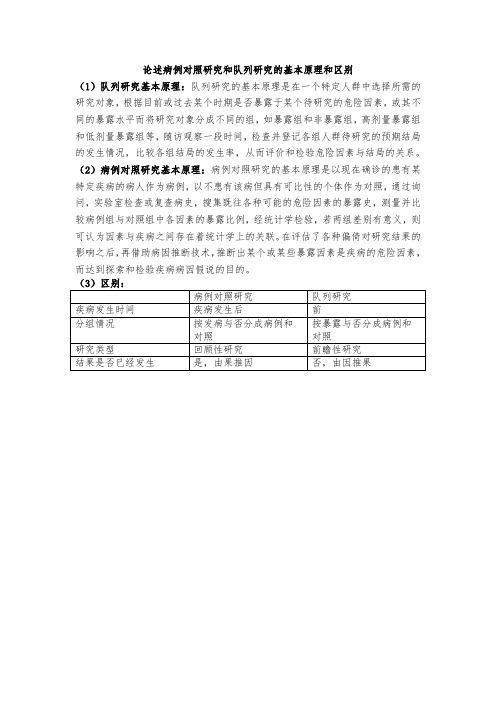 论述病例对照研究和队列研究的基本原理和区别(答案)