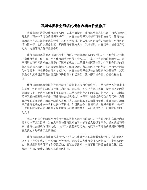 我国体育社会组织的概念内涵与价值作用