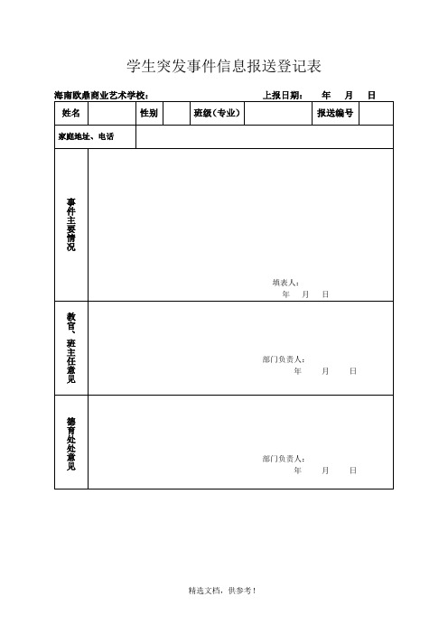 学生突发事件信息报送登记表