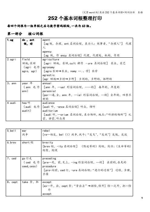 (完整word版)英语252个基本词根+例词分析  表格