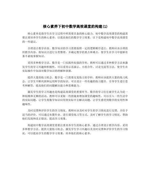 核心素养下初中数学高效课堂的构建(1)