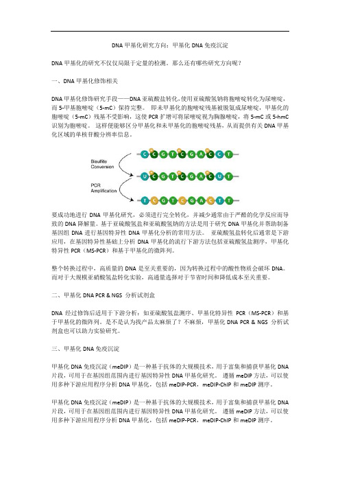 DNA甲基化研究方向：甲基化DNA免疫沉淀