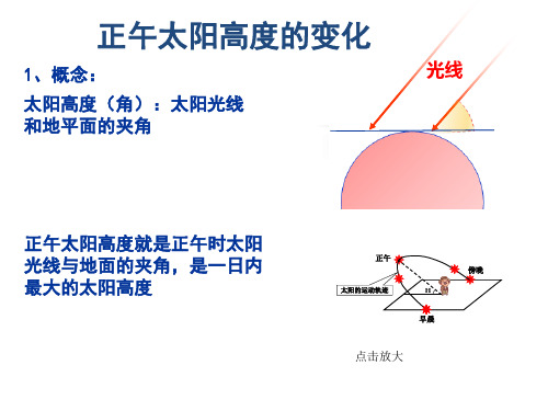 高二下学期人教版地理课件：正午太阳高度的变化