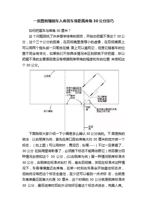 一张图看懂倒车入库找车身距离库角30公分技巧