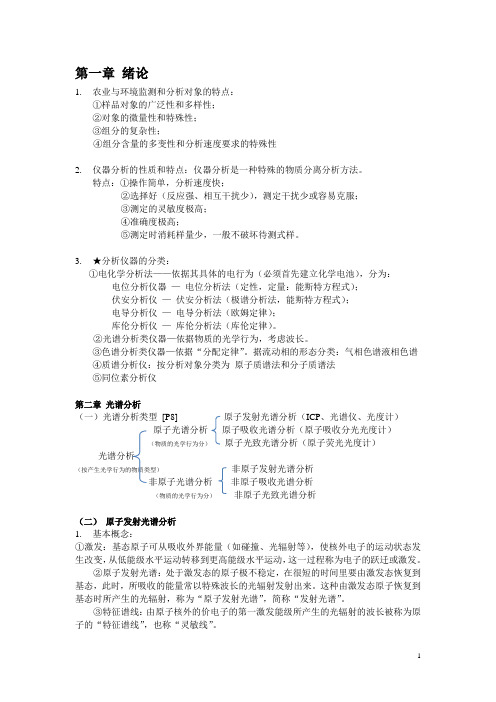 仪器分析总复习资料[农业资源与环境专业]