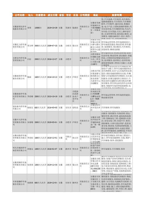 2021年安徽省停车场管理服务企业名录1785家