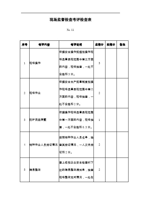 现场监督检查考评检查表No.112