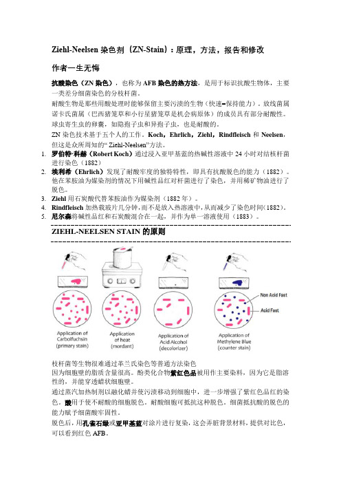 Ziehl-Neelsen染色剂(ZN-Stain)原理,方法,报告和修改