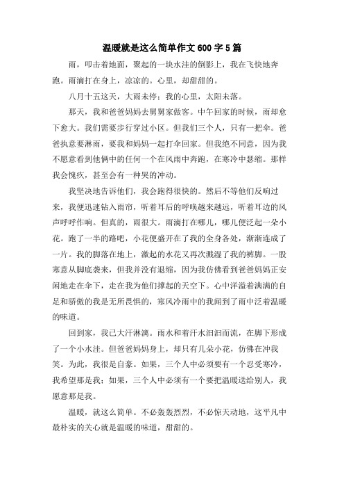 温暖就是这么简单作文600字5篇