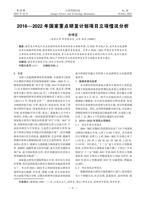 2016—2022_年国家重点研发计划项目立项情况分析