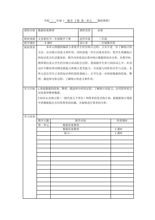 二年级数学下册第一单元_课程纲要