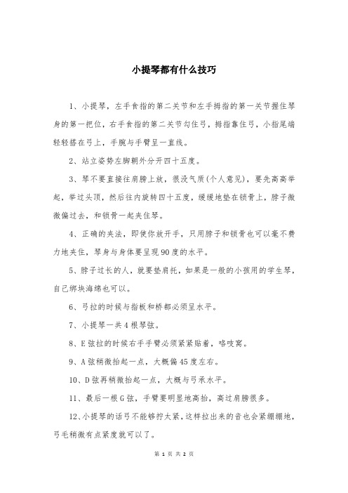 小提琴都有什么技巧