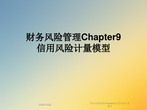 财务风险管理Chapter9信用风险计量模型