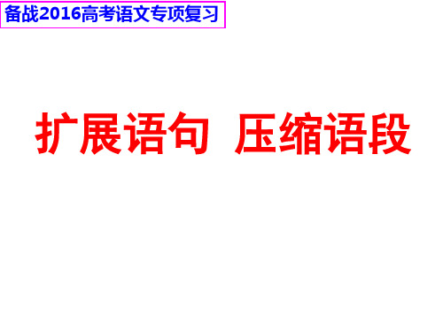 扩展语句压缩语段——届高考语文复习PPT课件