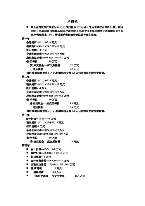 所得税(递延所得税资产、负债相关练习)