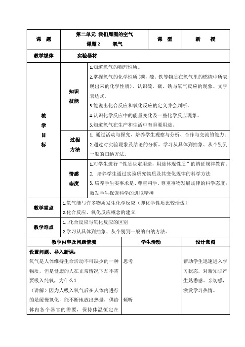 江苏省连云港市岗埠中学九年级化学上册教案2.2氧气