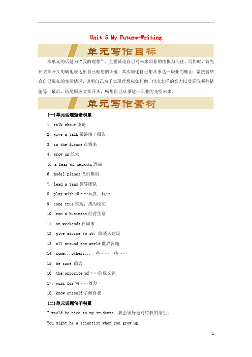 2020版八年级英语上册 Unit 5 My Future写作素材 (新版)冀教版