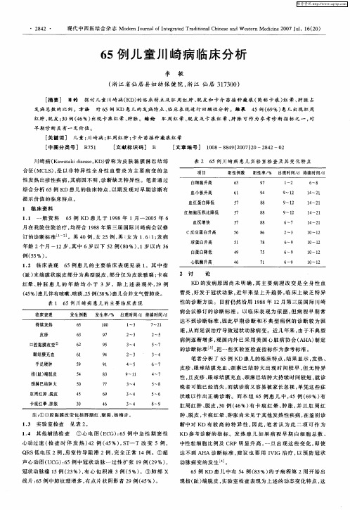 65例儿童川崎病临床分析