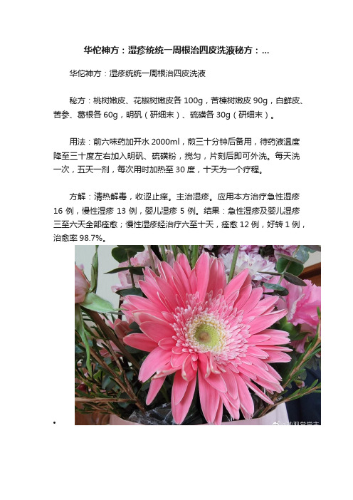 华佗神方：湿疹统统一周根治四皮洗液秘方：...