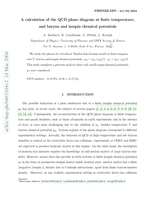 A calculation of the QCD phase diagram at finite temperature, and baryon and isospin chemic