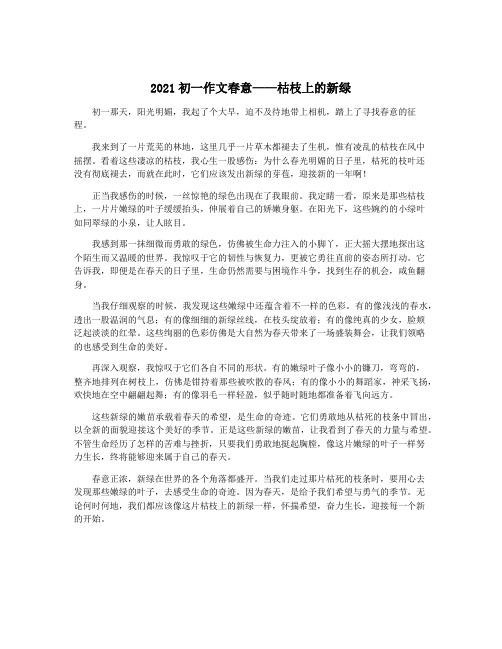 2021初一作文春意——枯枝上的新绿