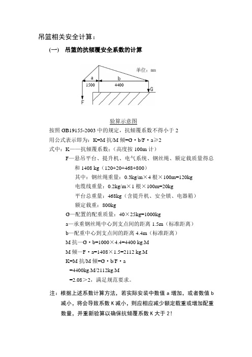 吊篮相关安全计算