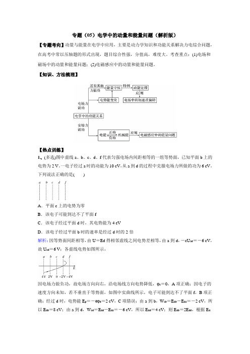 专题(05)电学中的动量和能量问题(解析版)