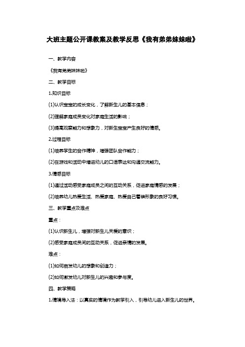 大班主题公开课教案及教学反思《我有弟弟妹妹啦》