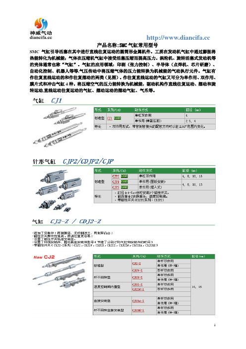 SMC气缸常用型号