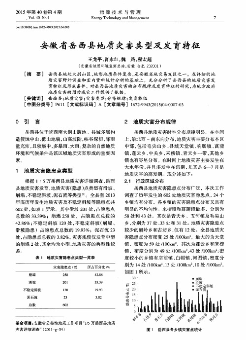 安徽省岳西县地质灾害类型及发育特征