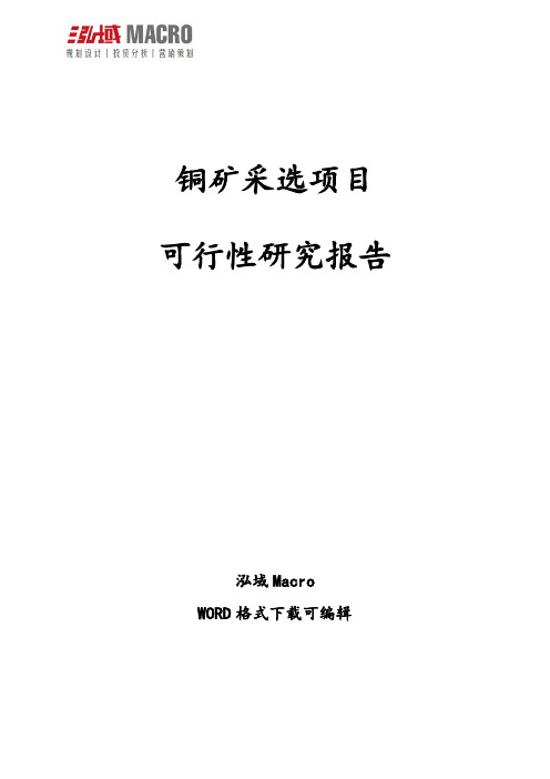 铜矿采选项目可行性研究报告