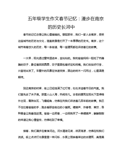 五年级学生作文春节记忆：漫步在南京的历史长河中