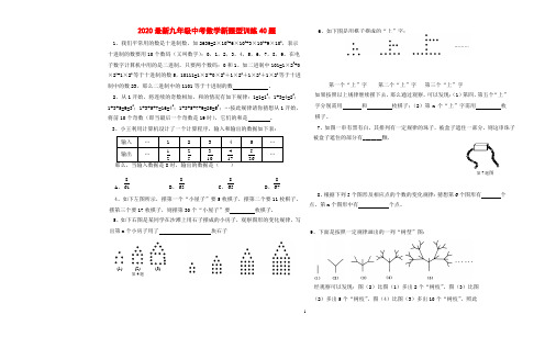 2020最新九年级中考数学新题型训练40题附答案