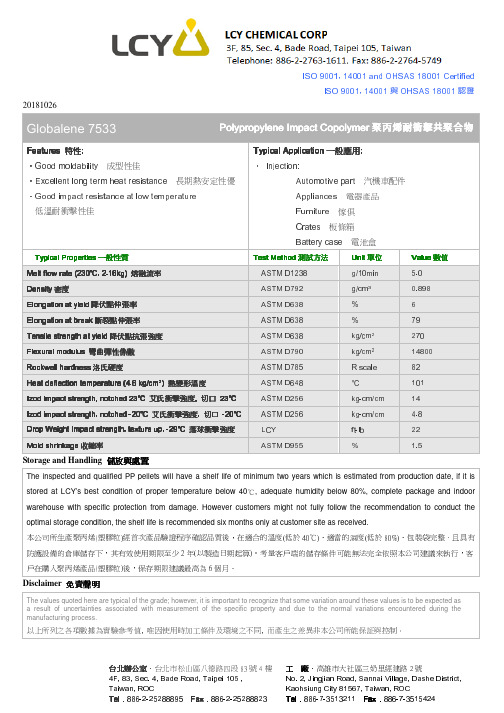 PP7533原料物性表